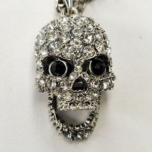 Crystal Mini Silver Skull Necklace